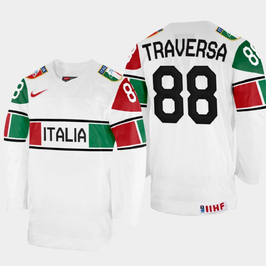 italy hockey tommaso traversa 2022 iihf world championship home jersey white