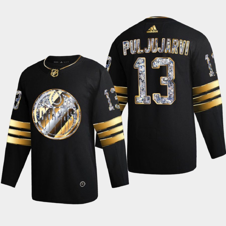 jesse puljujarvi oilers black 2022 stanley cup playoffs diamond edition authentic jersey