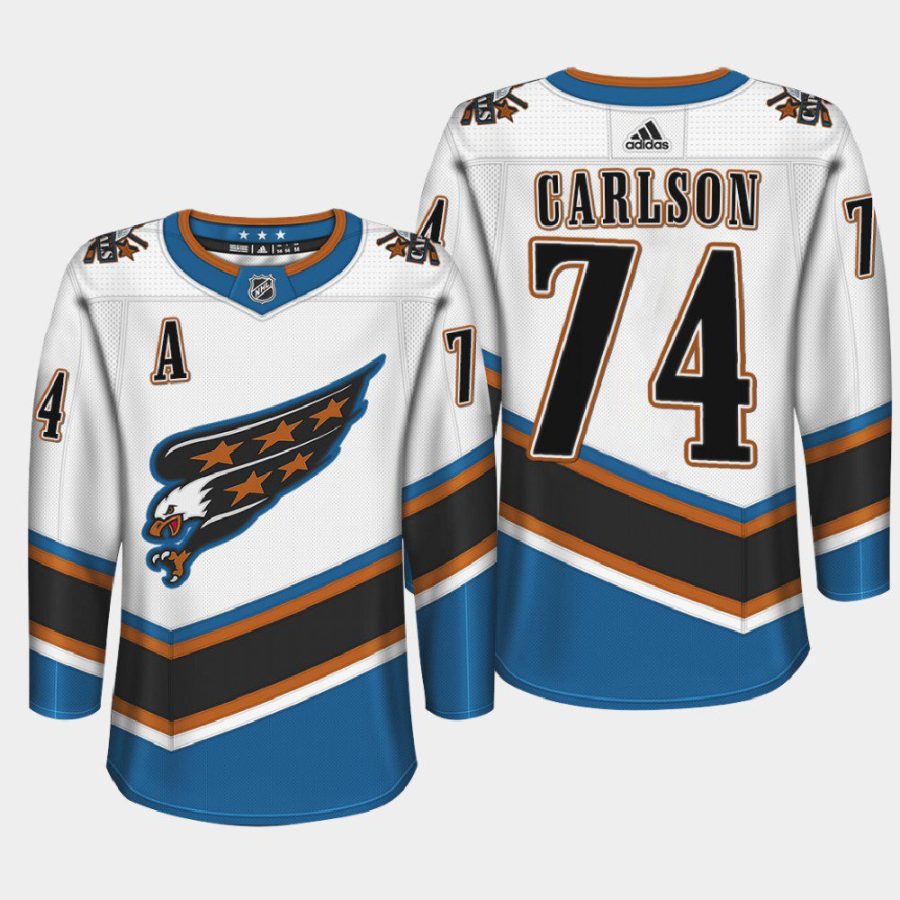 john carlson capitals white screaming eagle throwback jersey