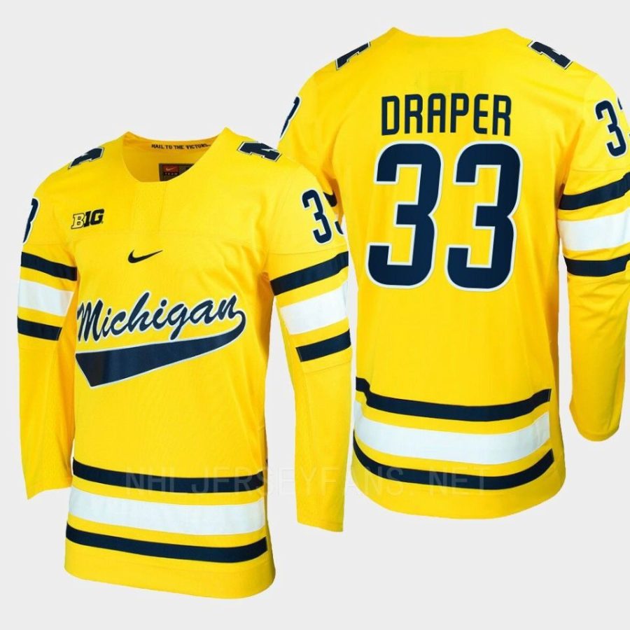 kienan draper michigan wolverines maize college hockey replica jersey