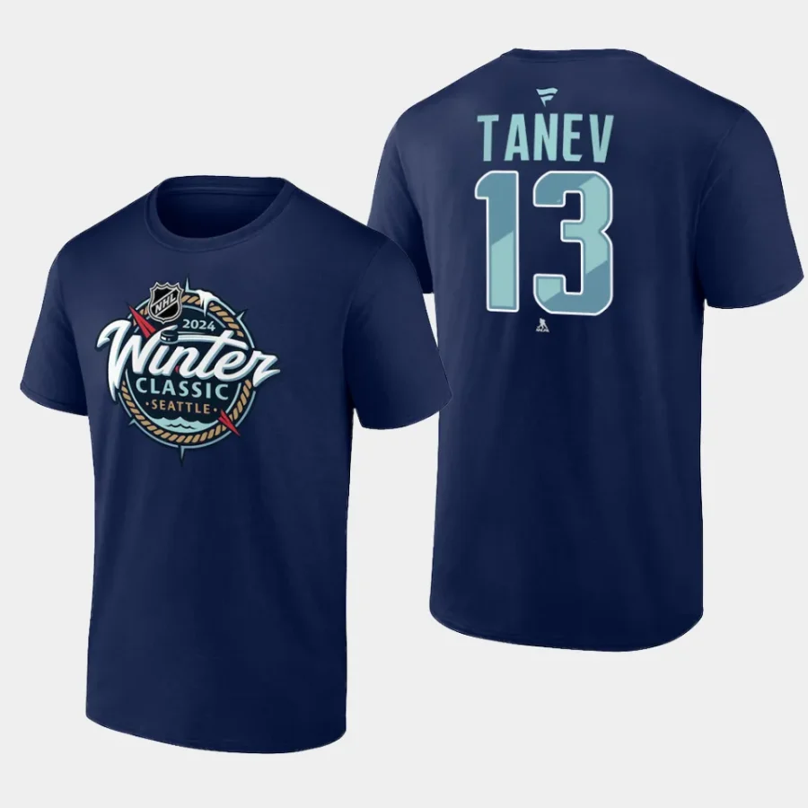 kraken brandon tanev blue 2024 nhl winter classic name number t shirt