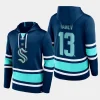 kraken brandon tanev blue name number lace up pullover hoodie