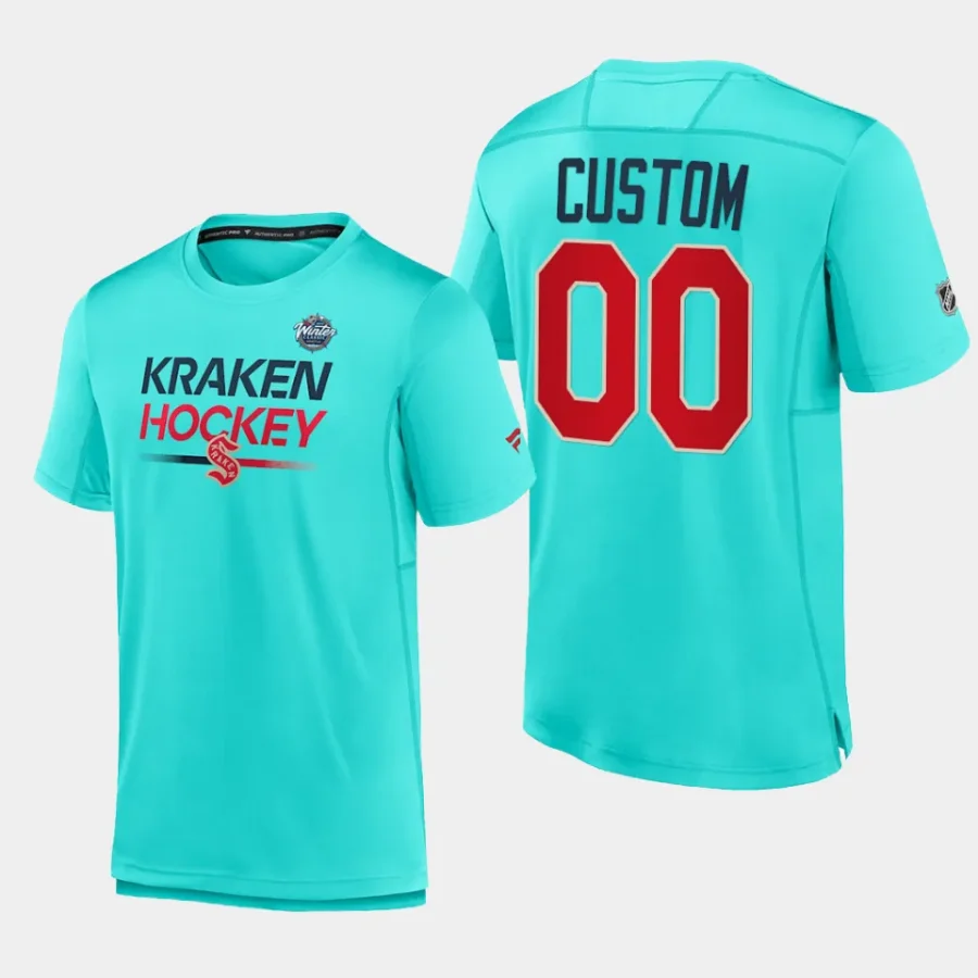 kraken custom light blue 2024 nhl winter classic authentic pro tech t shirt