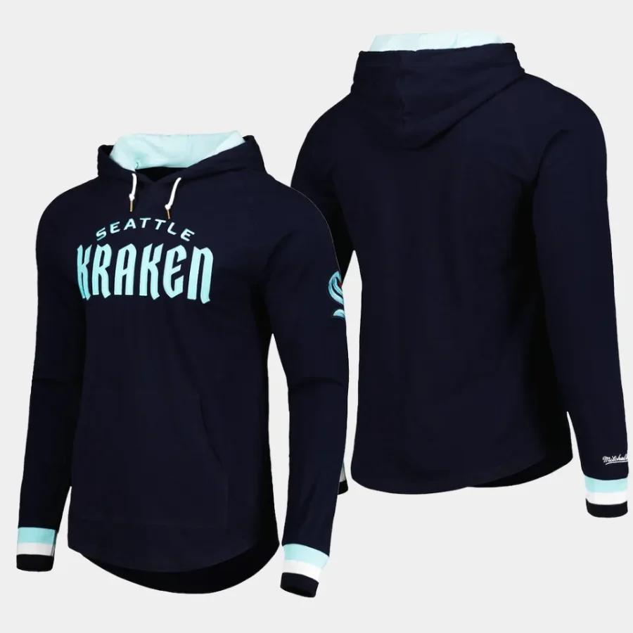 kraken men blue legendary slub hoodie long sleeve t shirt