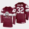 latvia hockey arturs kulda 2022 iihf world championship away jersey maroon