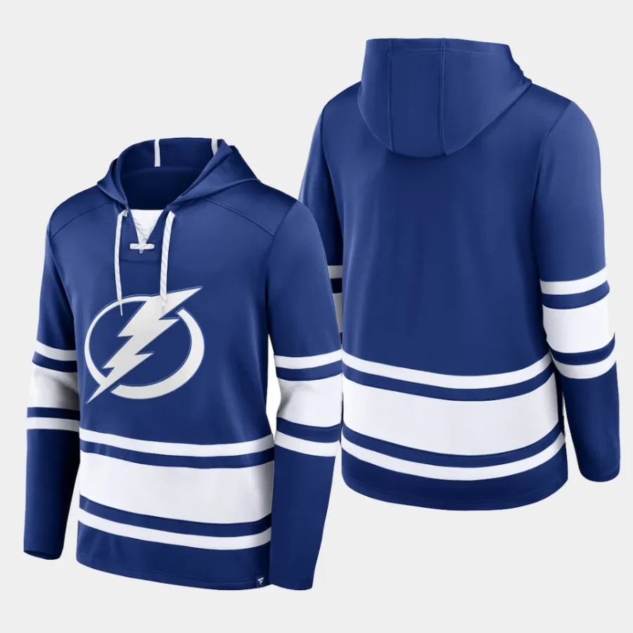 lightning men blue puck deep lace up pullover hoodie