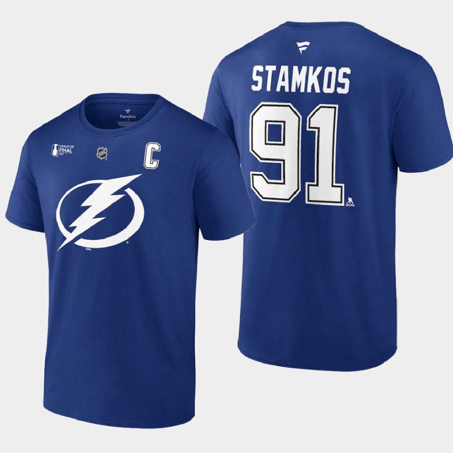 lightning steven stamkos blue authentic stack 2022 stanley cup final t shirt