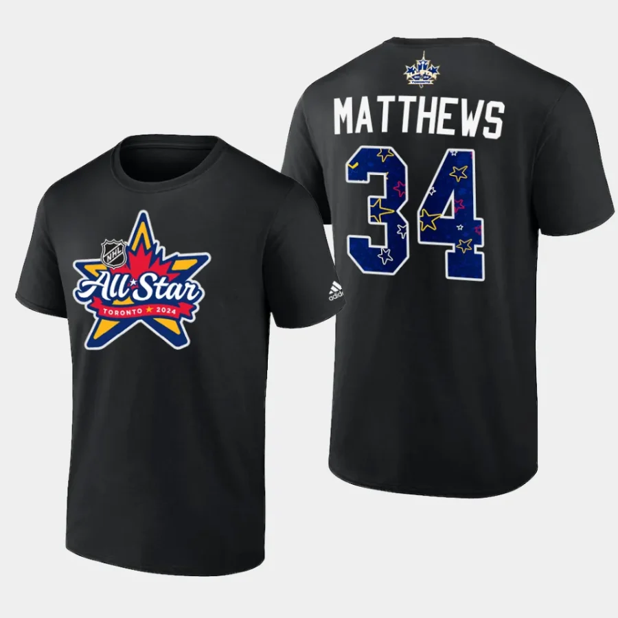 maple leafs auston matthews black primary logo 2024 nhl all star t shirt