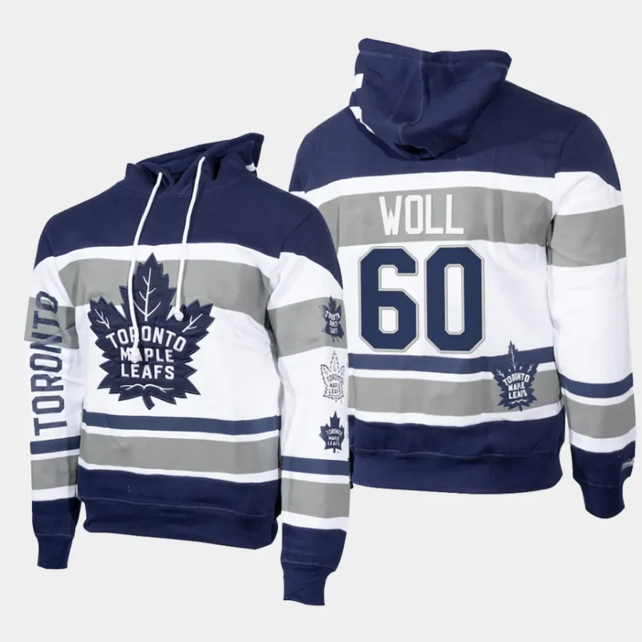 maple leafs joseph woll navy white mitchell ness pullover hoodie