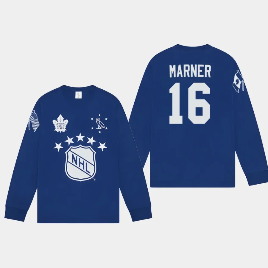 maple leafs mitch marner blue long sleeve ovo x nhl t shirt