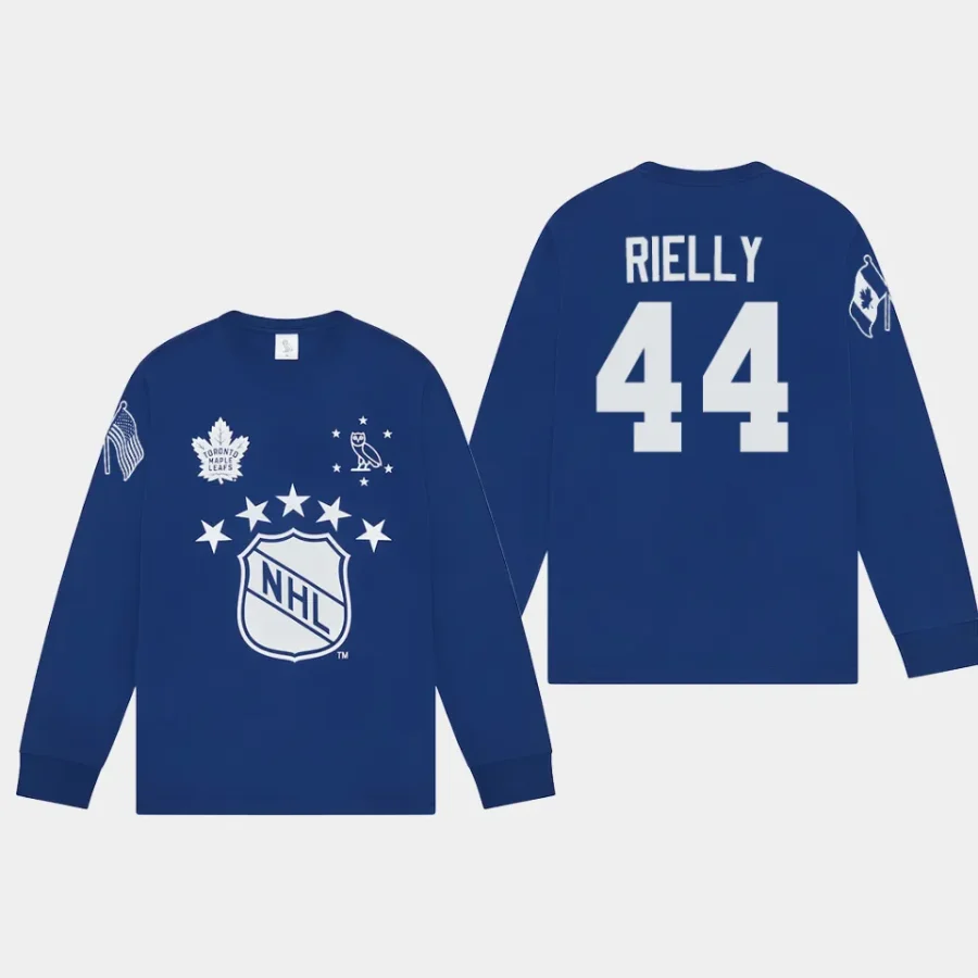 maple leafs morgan rielly blue long sleeve ovo x nhl t shirt