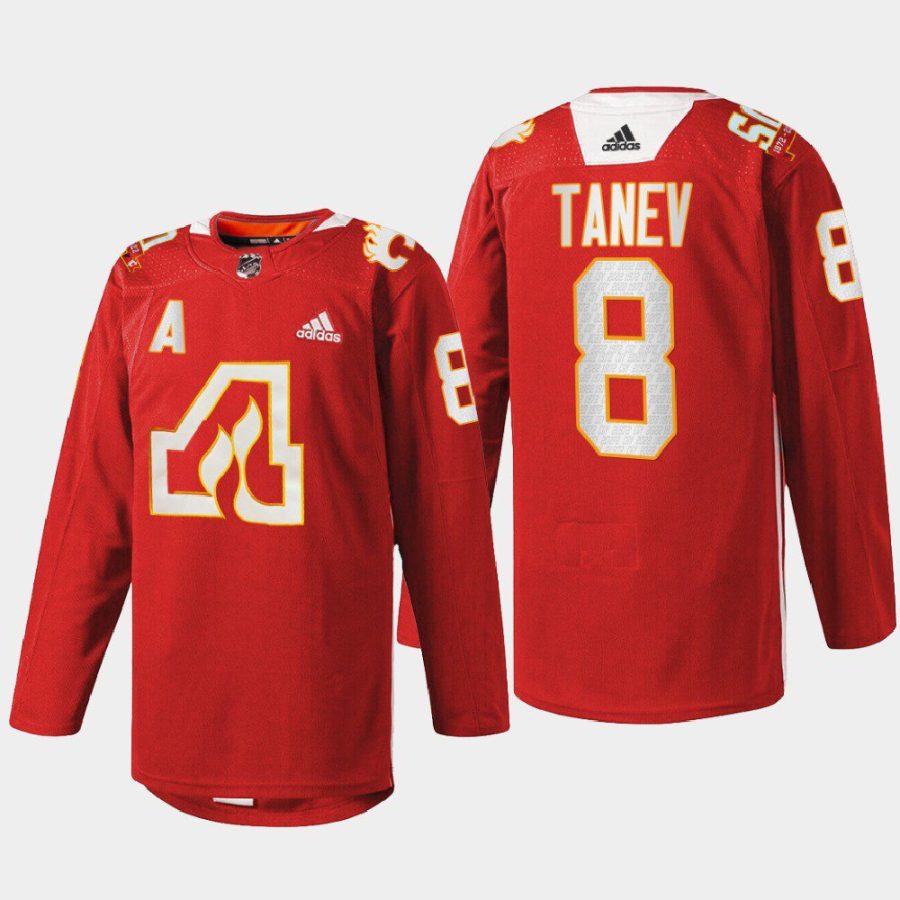 men atlanta flames christopher tanev 2022 warm up 50th anniversary red jersey