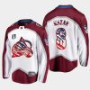 men avalanche cale makar 2022 stars stripes flag 4th of july white jersey