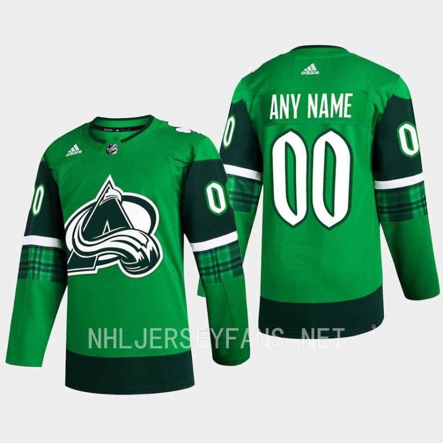 men avalanche custom 2023 st. patricks day primegreen authentic jersey green