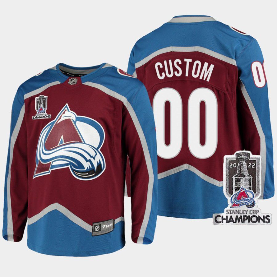 men avalanche custom home 2022 stanley cup champions burgundy jersey