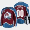 men avalanche custom home 2022 stanley cup finals burgundy jersey