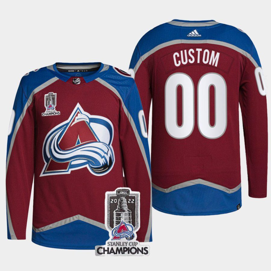 men avalanche custom men authentic pro 2022 stanley cup champions burgundy jersey