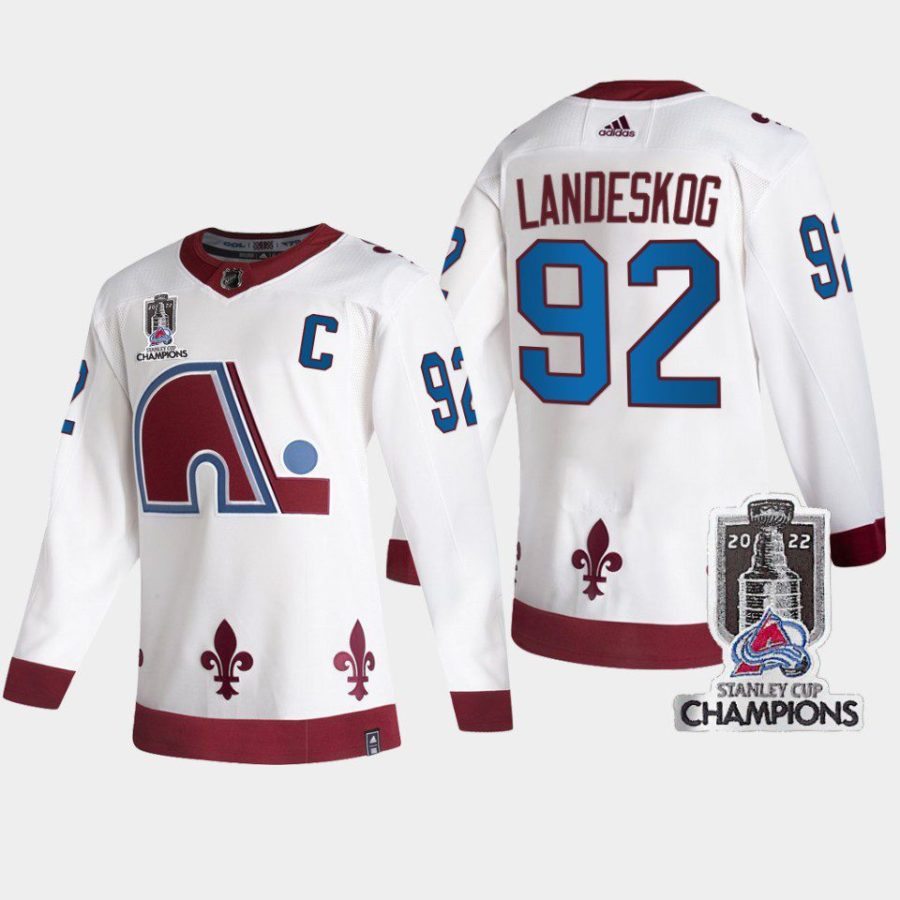 men avalanche gabriel landeskog men reverse retro 2022 stanley cup champs white jersey