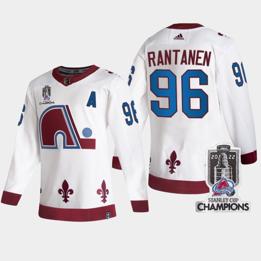 men avalanche mikko rantanen men reverse retro 2022 stanley cup champs white jersey