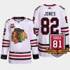 men blackhawks caleb jones authentic retirement 81hossa patch white jersey