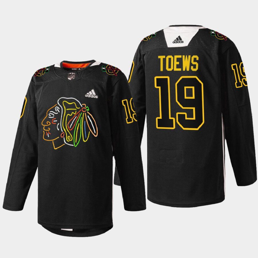 men blackhawks jonathan toews warm up foundation night 2022 black jersey