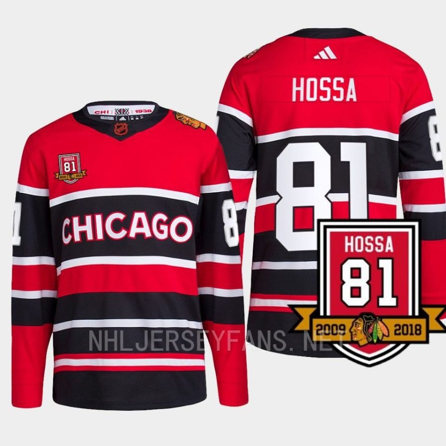 men blackhawks marian hossa reverse retro 2.0 only one 81 red jersey