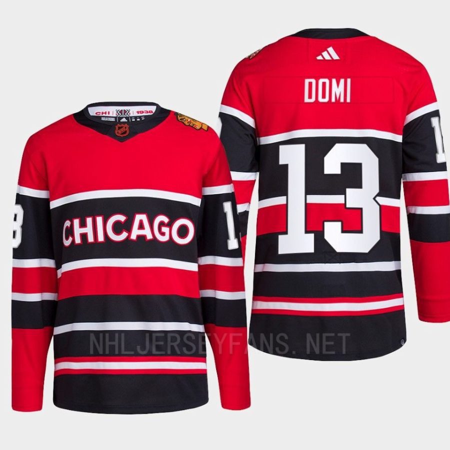 men blackhawks max domi 2022 authentic primegreen reverse retro 2.0 red jersey