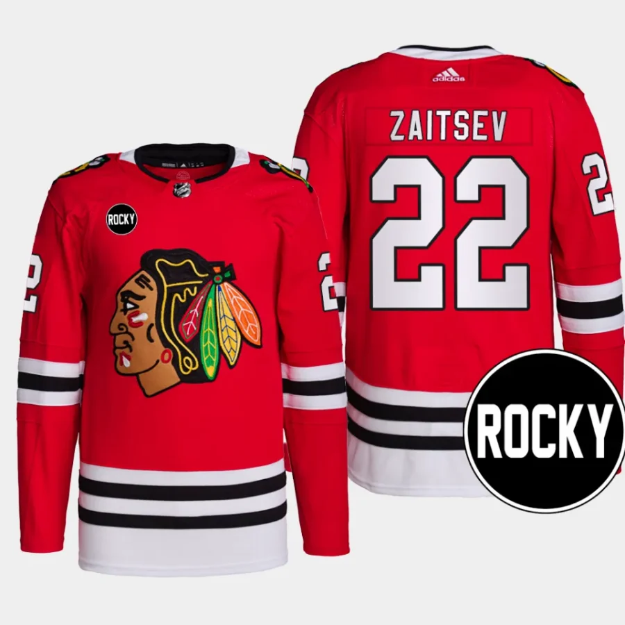 men blackhawks nikita zaitsev 2023 24 rocky patch authentic home primegreen red jersey