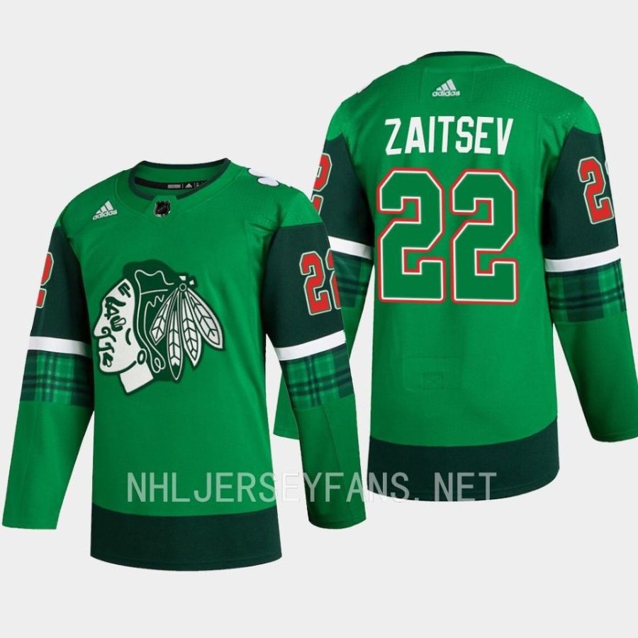 men blackhawks nikita zaitsev 2023 st. patricks day primegreen authentic jersey green