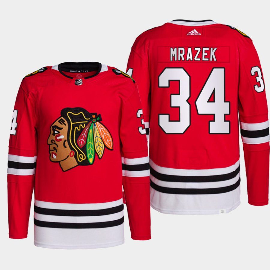 men blackhawks petr mrazek home primegreen authentic red jersey