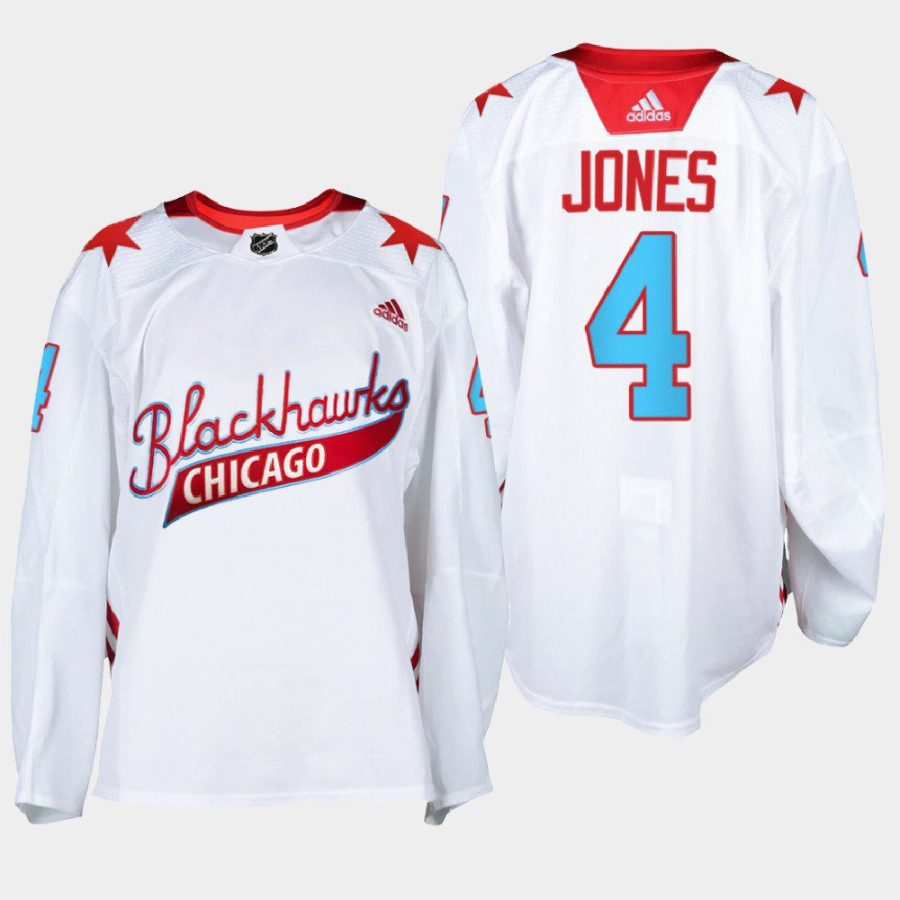 men blackhawks seth jones warm up one community night 2022 white jersey