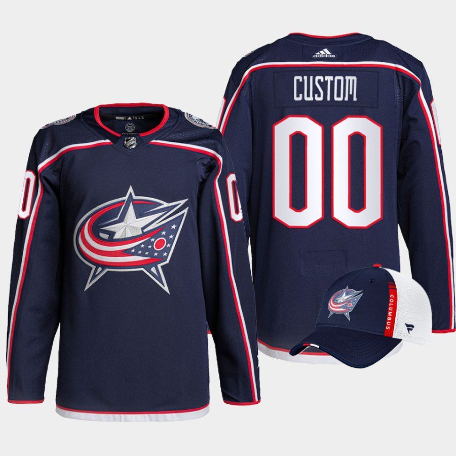 men blue jackets custom first round pick 2022 nhl draft navy jersey