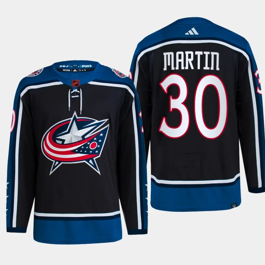 men blue jackets spencer martin primegreen reverse retro authentic pro black jersey