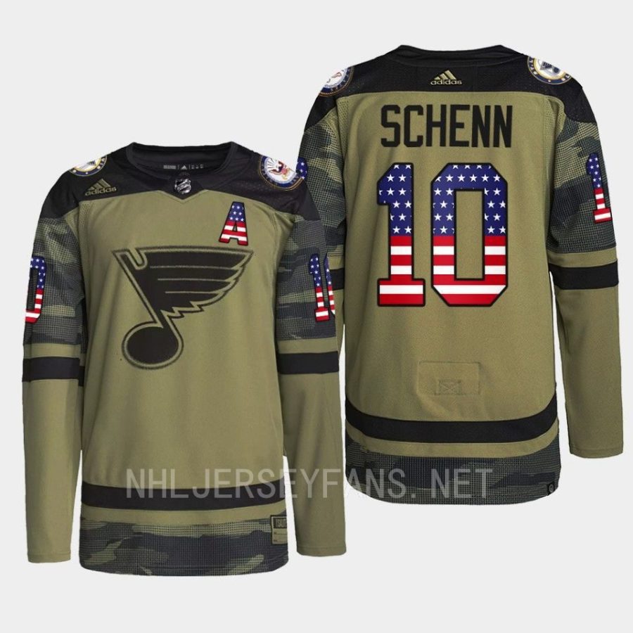 men blues brayden schenn warmup veterans day 2022 camo jersey