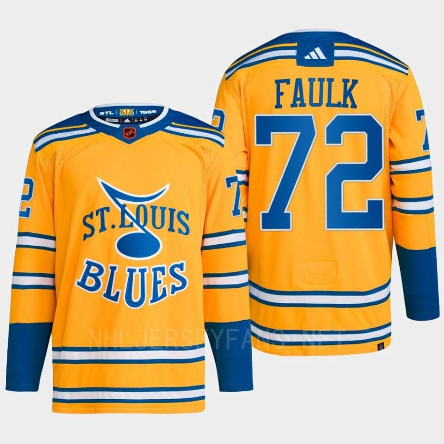 men blues justin faulk 2022 authentic primegreen reverse retro 2.0 yellow jersey