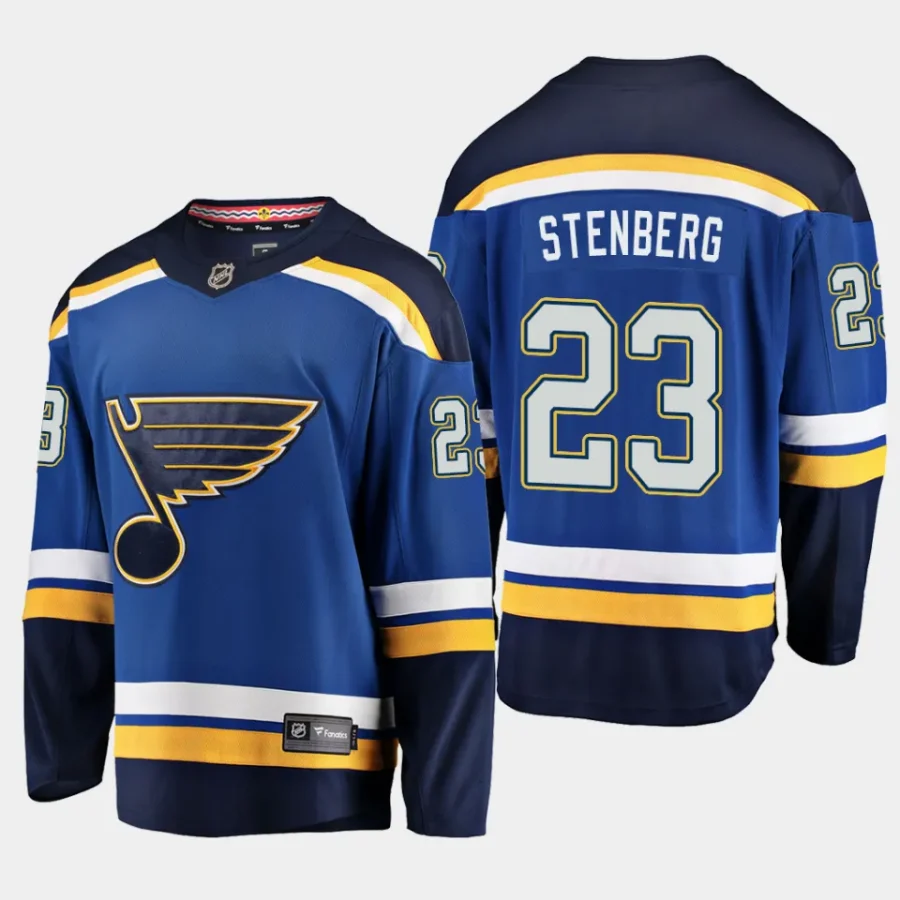 men blues otto stenberg men 2023 nhl draft home breakaway player blue jersey