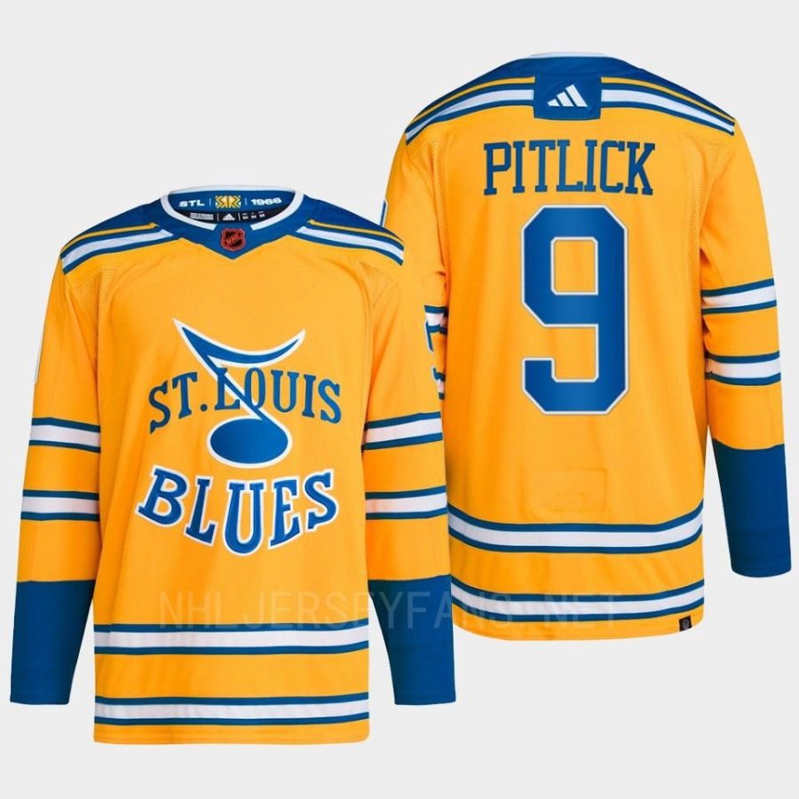 men blues tyler pitlick 2022 authentic pro reverse retro 2.0 yellow jersey