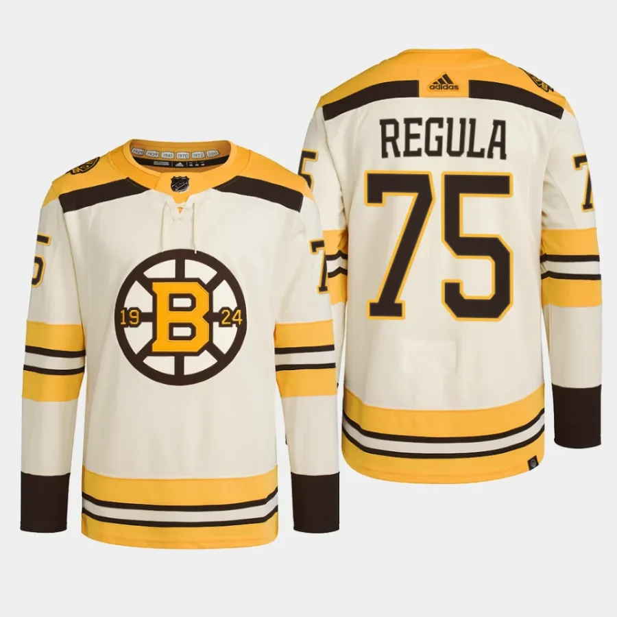 men bruins alec regula 2023 24 primegreen 100th anniversary authentic player cream jersey