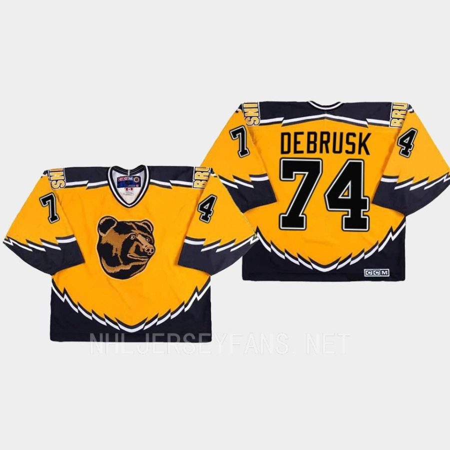 men bruins jake debrusk replica throwback gold jersey