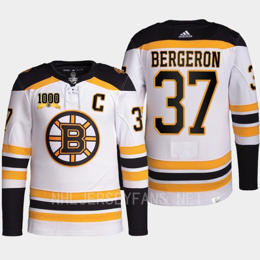 men bruins patrice bergeron away 1000 career points white jersey