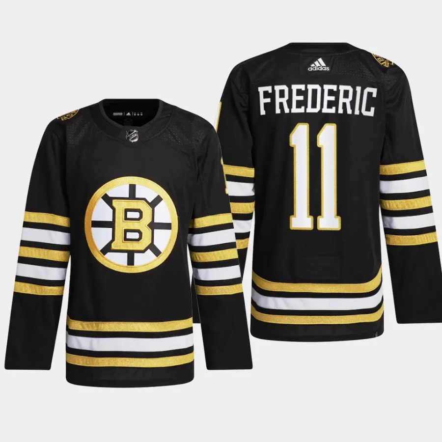 men bruins trent frederic 2023 24 primegreen 100th anniversary authentic player black jersey