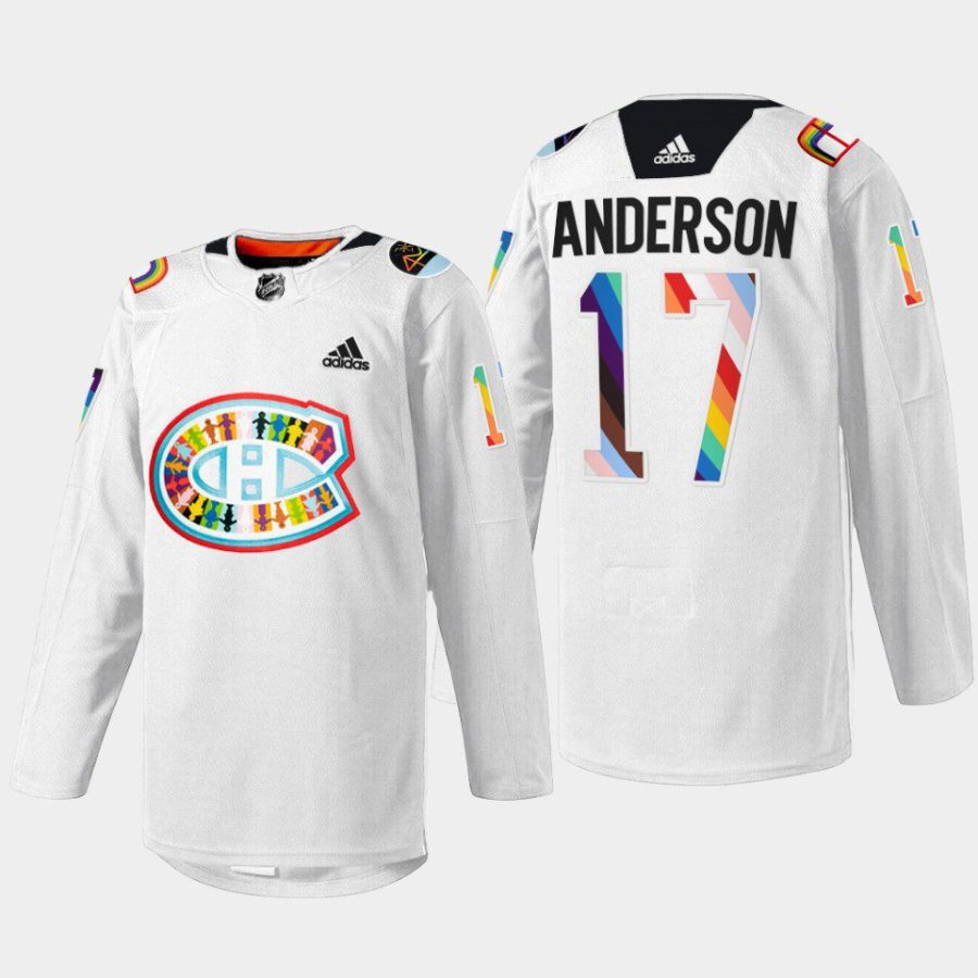 men canadiens josh anderson de la fierte pride night 2023 white jersey