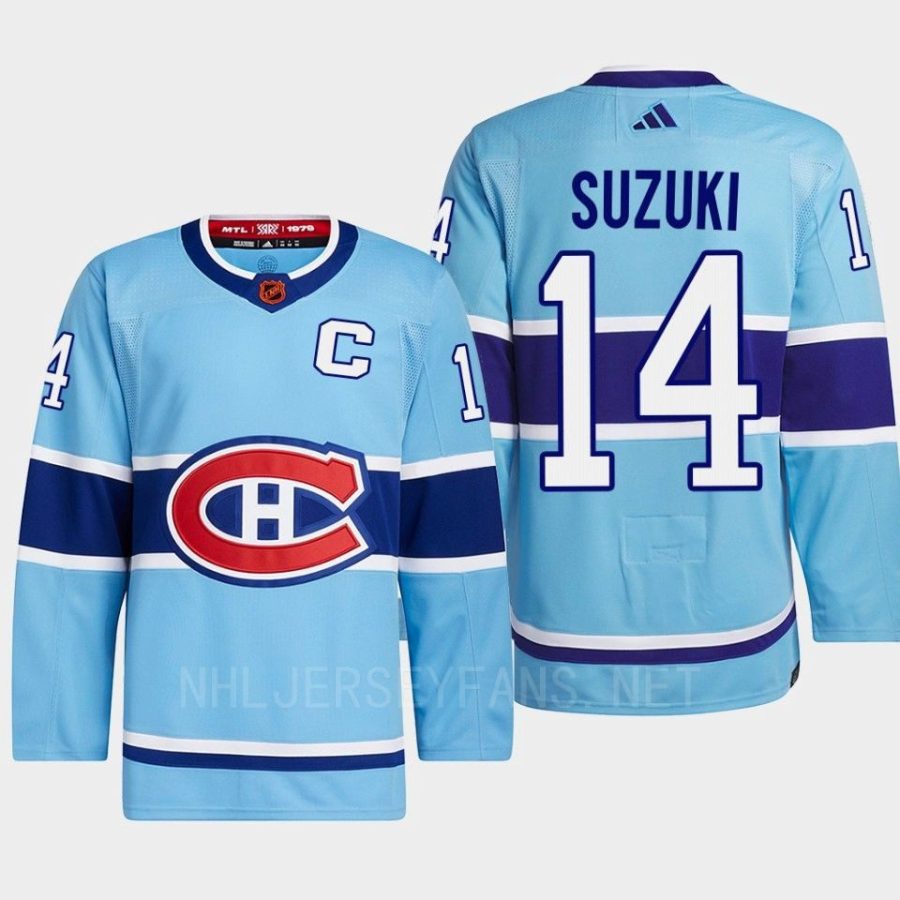 men canadiens nick suzuki 2022 authentic primegreen reverse retro 2.0 blue jersey