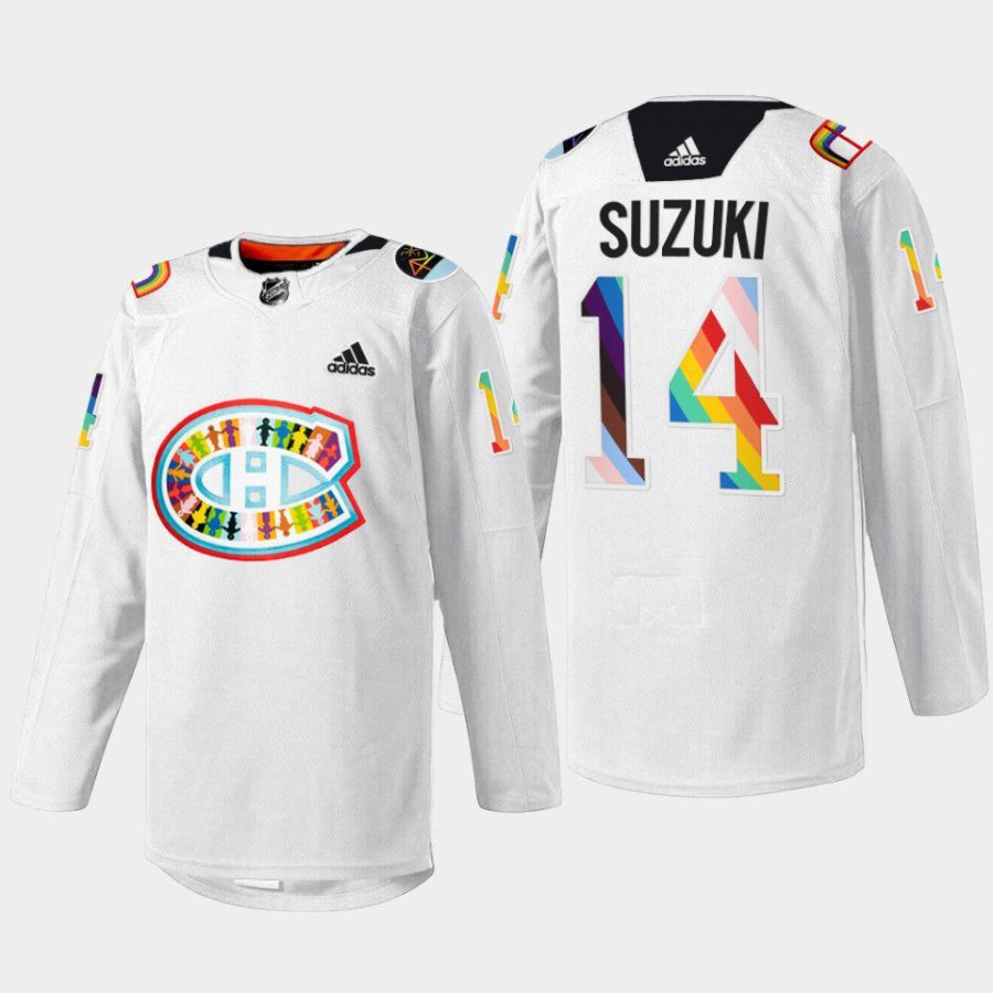 men canadiens nick suzuki de la fierte pride night 2023 white jersey