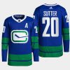 men canucks brandon sutter 2022 primegreen authentic pro alternate blue jersey