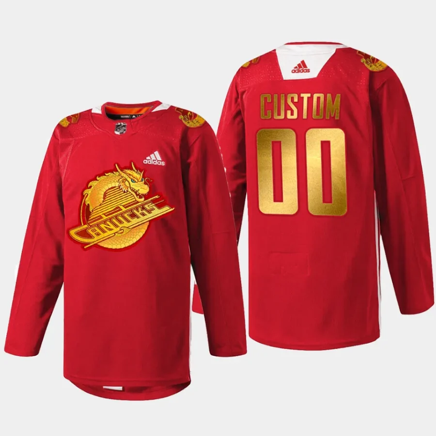 men canucks custom 2024 lunar new year red jersey