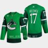 men canucks filip hronek 2023 st. patricks day primegreen authentic jersey green