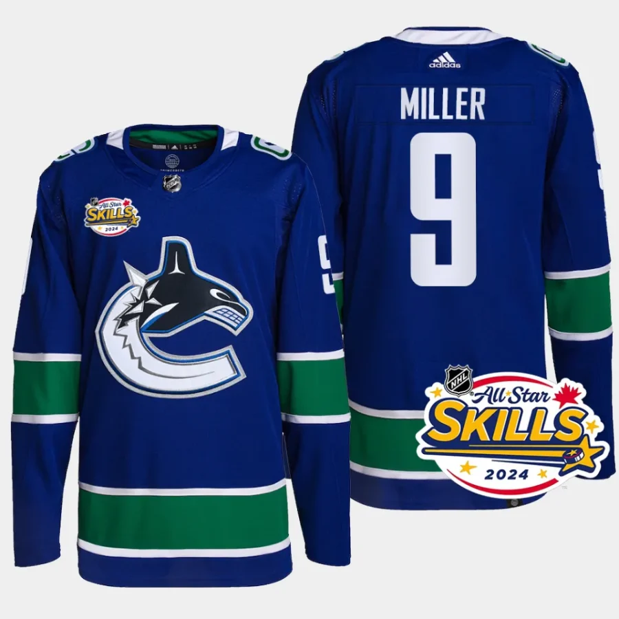 men canucks j.t. miller authentic home 2024 nhl all star skills blue jersey