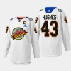 men canucks quinn hughes 2023 pre game sweater christmas night white jersey