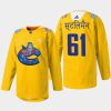 men canucks riley stillman 2022 warmup diwali night yellow jersey